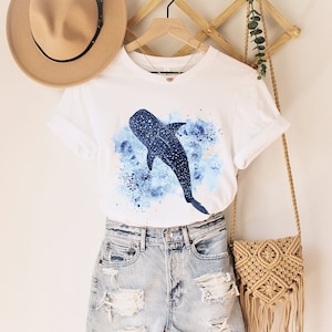 Whale Shark Bella Canvas Unisex Crewneck T-Shirt, Cute Wildlife Animal Nature Ocean Beach Lovers Fashion Gift for Mom Daughter Sister Friend