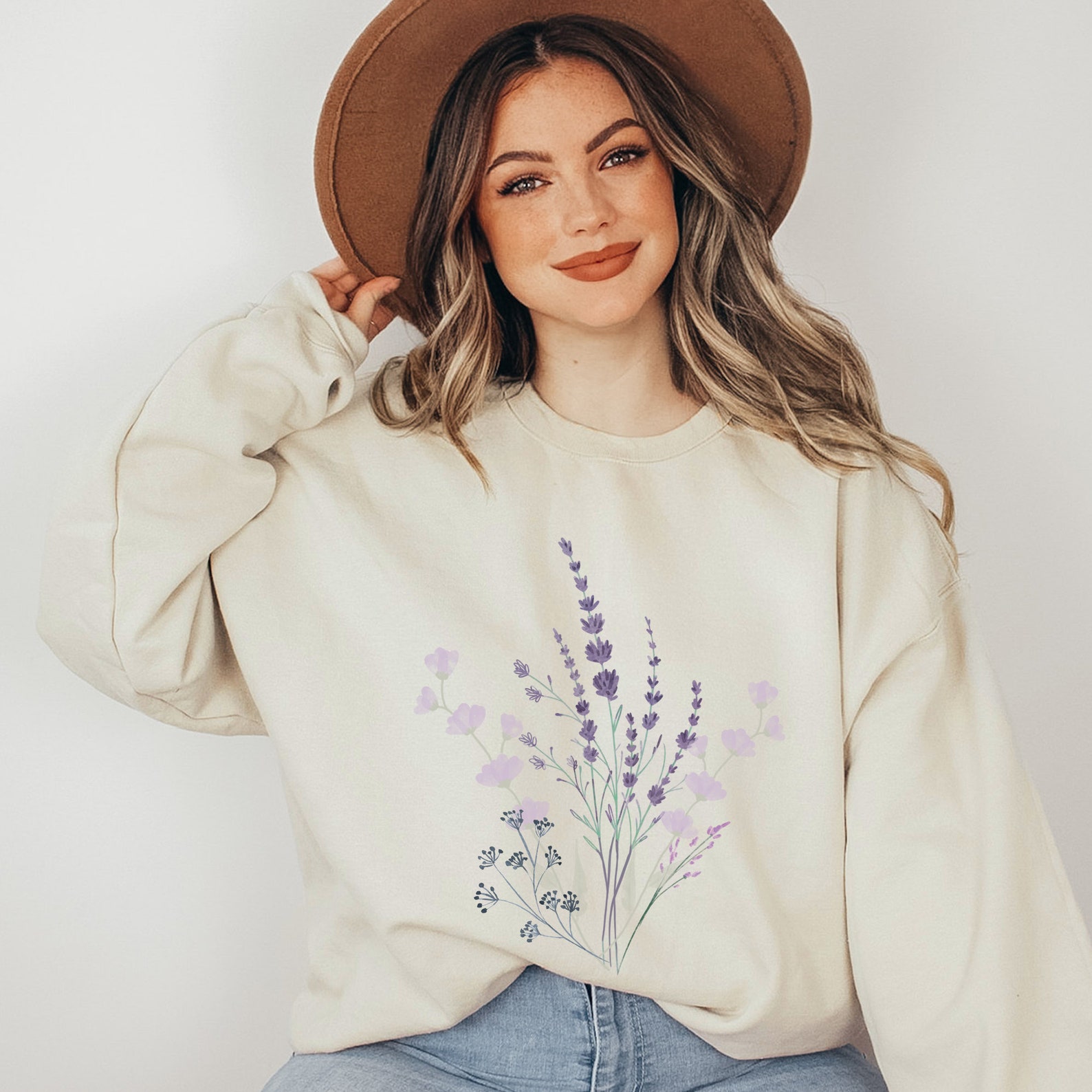 Lavender Logo Print Sweatshirt
