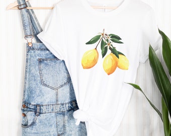 Lemons Print Crewneck Unisex Comfort Colors T-Shirt Top Tee, Fruit Print Spring Summer Vacation Shirt Gift, Cottagecore Fashion Clothing