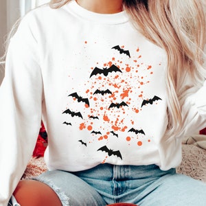 Arty Bats Gothic Unisex Gildan Sweatshirt, Cute Soft Goth Bat Sweatshirt, Alternative Fashion Horror Sweatshirt, Halloween Goth Gift for Her