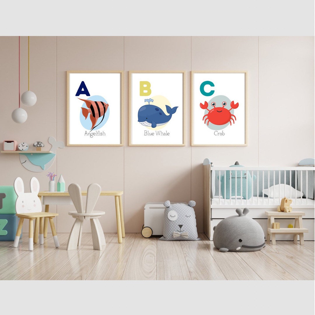 Sea Creature ABC Wall Art for Nursery or Childs Bedroom Digital ...