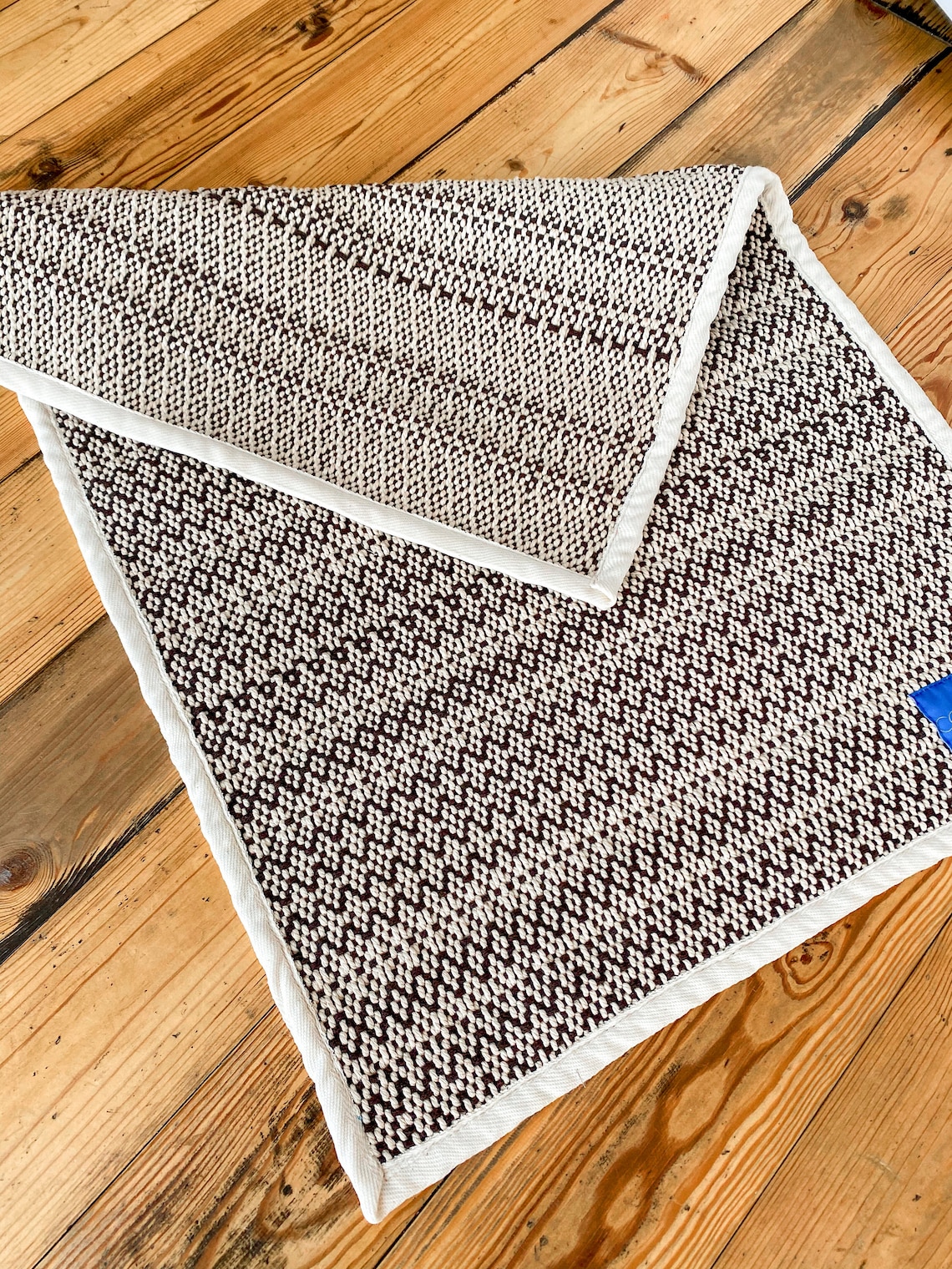 Brown and White Rug. Small Bath Area Rug. Hand Woven Handmade Etsy