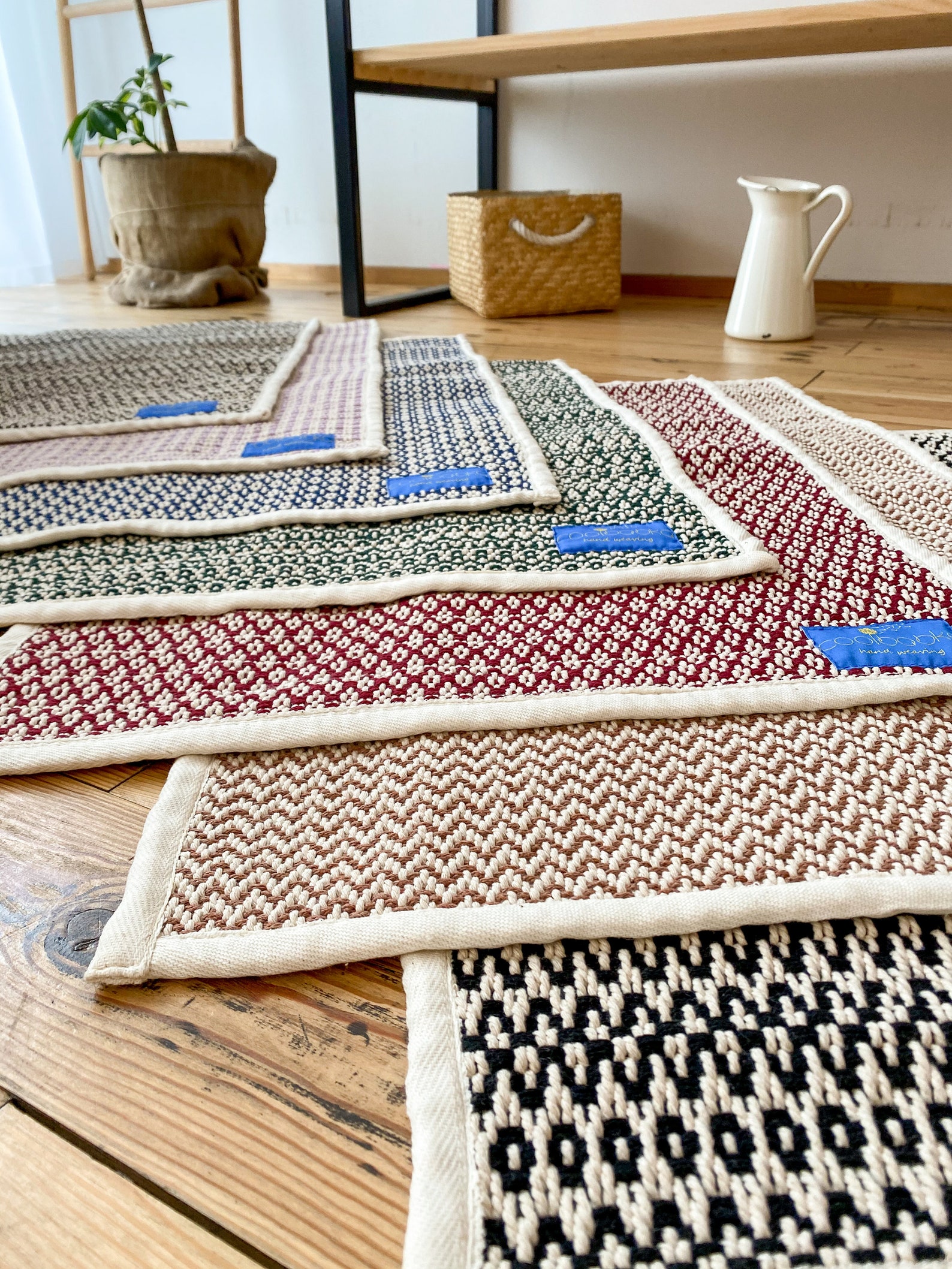 Black and white hand woven bath rug. Cotton natural small bath Etsy