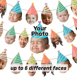 Birthday Face Banner | Photo Birthday Banner | Birthday Sign | Birthday Garland | Custom Birthday Banner | Personalized Birthday Banner