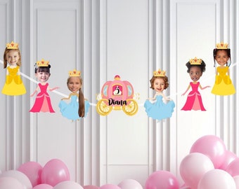 Princess Birthday Party Banner | Princess Party Theme Garland | Princess Banner | Custom Birthday Face Photo Banner | Princess Decorations