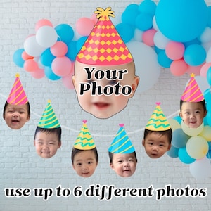 Birthday Face Banner | Photo Birthday Banner | Birthday Sign | Birthday Garland | Custom Birthday Banner | Personalized Birthday Banner