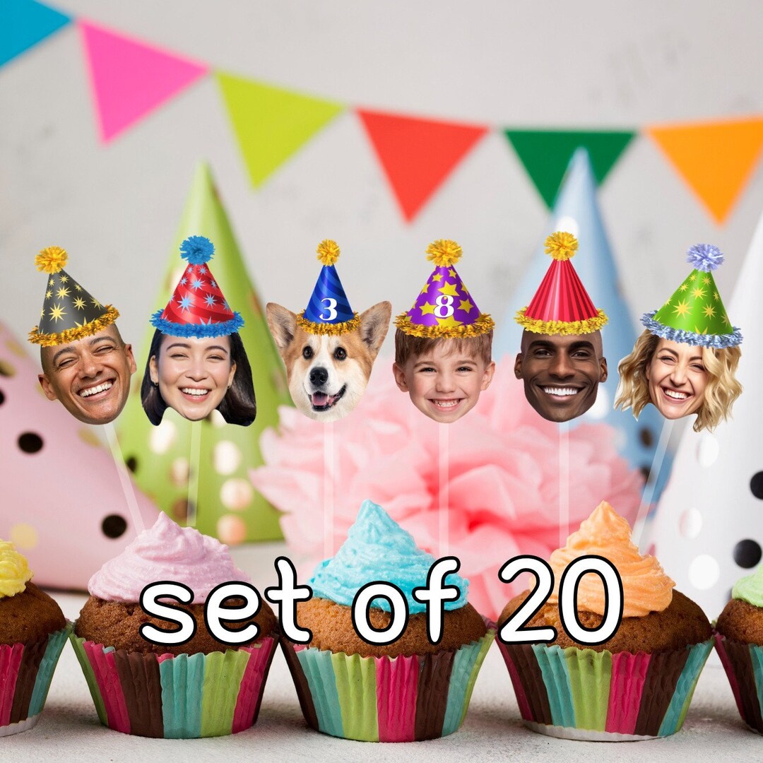 Face Cupcake Toppers Custom Birthday Cupcake Toppers Personalized Photo