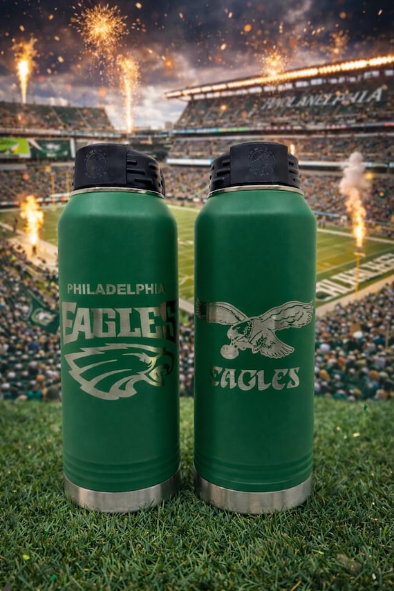 Eagles 32oz Water Bottle | Laser Engraved Stainless Steel Insulated Tumbler | Philly Football Gift