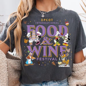 Epcot International Food And Wine Festival Comfort Colors® Shirt, Mickey And Friends Festive T-shirt, Mickey and Co Theme Park Vacation Tee