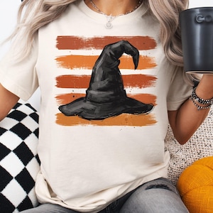 Camiseta de Halloween com Chapéu de Bruxa, Camiseta Retrô para a Temporada Assustadora, Moletom com Capuz para Presente de Bruxa, Moletom de Halloween, Camiseta de Bruxaria, Suéter Assustador para Menina