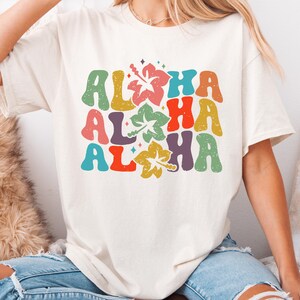 Maglietta Aloha, maglietta viaggio alle Hawaii, maglietta estiva, maglietta vacanza in famiglia alle Hawaii, maglietta viaggio in crociera per ragazze, maglietta primaverile floreale