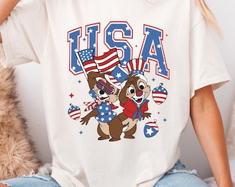 Disney USA Shirt, Chip and Dale 4th of July T-Shirt, Disney Independence Day Shirt, Disneyworld American Flag Shirt, Chip Fourth of July Tee