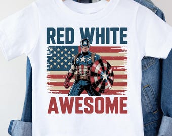 Captain America 4th Of July Shirt, Red White Awesome Tshirt, Marvel Independence Day Marvel Sweater, Boys Superhero Tee, Patriotic Kids Tee