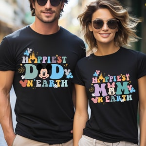 Disney Happiest Mom Dad on Earth Shirt, Disney Grandma Shirt, Disney Sister Brother Shirt, Disney Mom Gift, Mickey Dad Shirt, Minnie Mom Tee