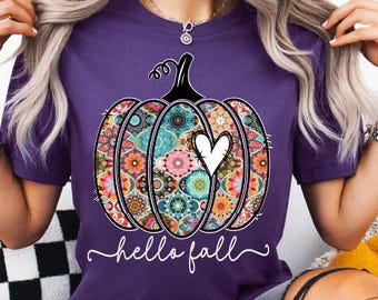 Hello Fall Pumpkin T-shirt, Autumn Pumpkin Shirt, Fall Season Tee, Thanksgiving Pumpkin Sweatshirt, Happy Thanksgiving Pumpkin Hoodie