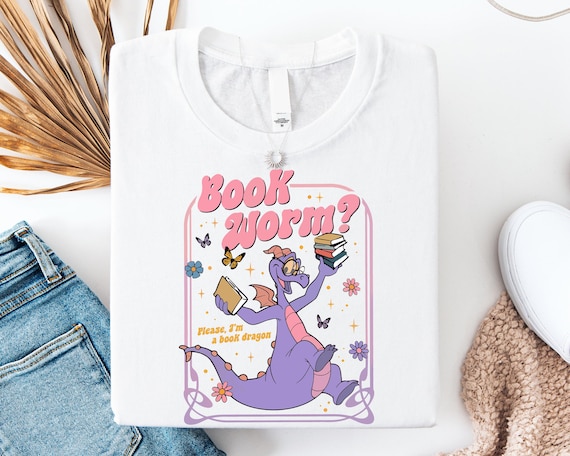 Disney Figment T-Shirt, Disney Book Worm Shirt, Book Lover Gift Shirt, Purple Dragon Sweatshirt, Book Club Mom T-Shirt, Reading Book Dragon