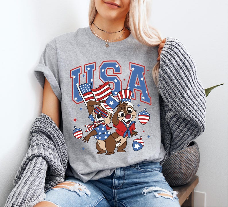 Disney USA Shirt, Chip and Dale 4th of July T-Shirt, Disney Independence Day Shirt, Disneyworld American Flag Shirt, Chip Fourth of July Tee