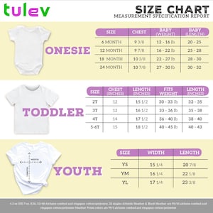 the size chart for a baby's bodysuit