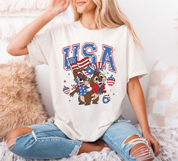 Disney USA Shirt, Chip and Dale 4th of July T-Shirt, Disney Independence Day Shirt, Disneyworld American Flag Shirt, Chip Fourth of July Tee
