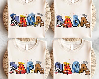Disney Cars Family Shirt, Lightening McQueen Matching Tee, Tow Mater Sweatshirt, Piston Cup Hoodie, Doc Hudson Mama Dada T-Shirt