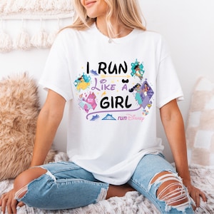 Disney Prinzessinnen HalbMarathon T-Shirt, Ich laufe wie ein Mädchen Disney 2025 T-Shirt, Disney World Marathon Wochenende, Disneyland Rassen Shirt, Jasmin Run