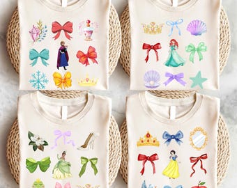 Disney Princess Coquette Shirt, Snow White Tee, Rapunzel Shirt, Aurora Tee, Belle Shirt, Elsa Anna T-Shirt, Ariel Sweater, Cinderella Shirt