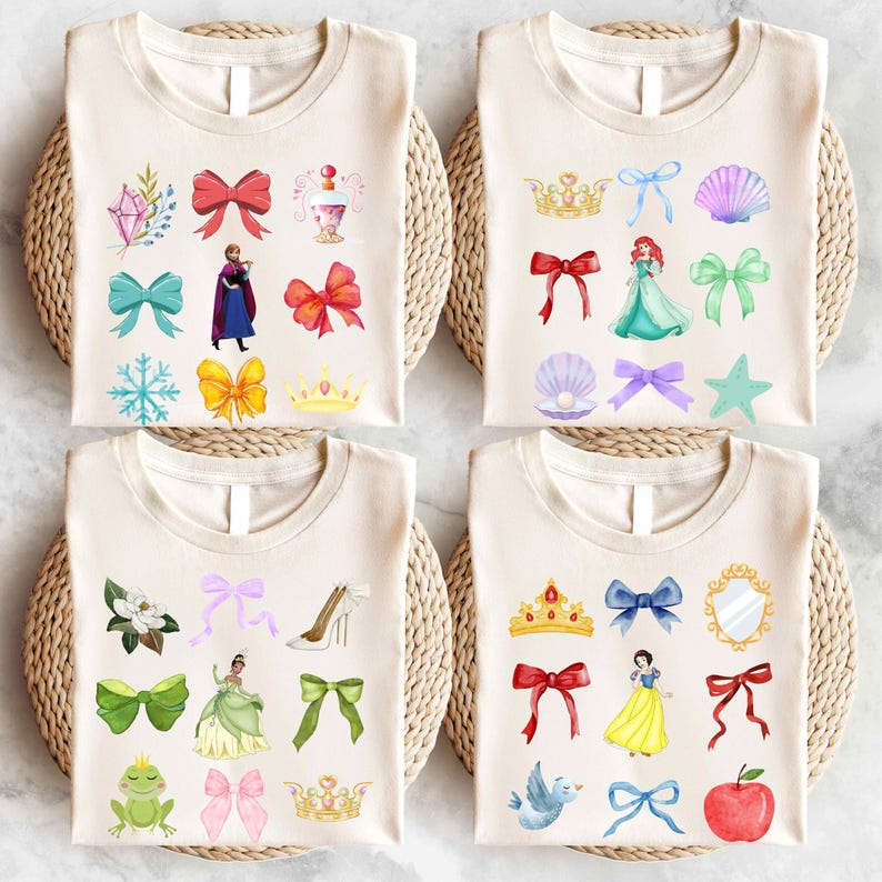 Disney Princess Coquette Shirt, Snow White Tee, Rapunzel Shirt, Aurora Tee, Belle Shirt, Elsa Anna T-Shirt, Ariel Sweater, Cinderella Shirt