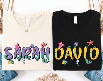 Princess Ariel and Prince Eric Shirt, Disney Couple Shirt, Custom Name Shirt, Little Mermaid Tee, Disneyworld Prince Eric Tee