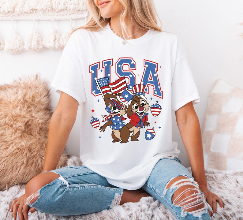 Disney USA Shirt, Chip and Dale 4th of July T-Shirt, Disney Independence Day Shirt, Disneyworld American Flag Shirt, Chip Fourth of July Tee