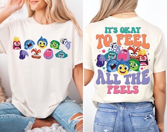 Inside Out It's Okay To Feel All The Feels Shirt, Pixar Inside Out Emotions T-Shirt, Mental Health Sweatshirts, Motivational Therapy Shirts