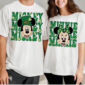Mickey And Mini Mouse St Patrick&#39;s Day Shirt, Disney Luckiest Couple Matching T-Shirt, Couple Shamrock Sweatshirt, Disney Irish Mickey Tees