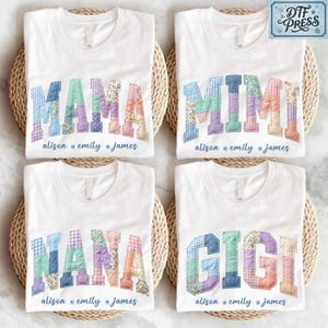 Camiseta Patchwork Mama, Camisetas Mimi Mini, Camiseta para Vovó, Suéter Patchwork para Mãe e Filha, Camiseta para Presente de Dia das Mães, Camiseta Combinando para Mãe e Filha