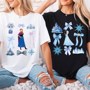 Disney Elsa and Anna T-Shirt, Frozen Coquette Shirt, Princess Elsa Bow Tee, Disneyland Girls Trip Tee, Princess Anna Sweatshirt