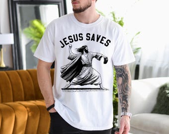 Jesus Saves Shirt, Jesus Christ T-Shirt, Religious Christian Sweatshirt, Jesus Holiday Shirt, Jesus Playing Baseball Shirt, Easter Day Tees
