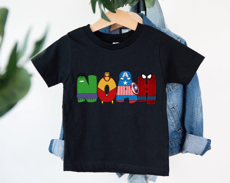 Superhero Name T-Shirt, Avengers Party Shirt, Personalized Marvel Sweatshirt, Disney Name Shirt, Hulk Kids Shirt, Spiderman Family Tee