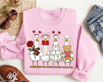 Romantic Goose Sweatshirt, Goose Valentine Day Shirt, Love Goose Tshirt, Silly Goose Love Day Shirt, Funny Goose Valentine Hoodie