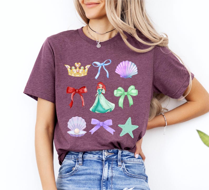 Disney Princess Coquette Shirt, Snow White Tee, Rapunzel Shirt, Aurora Tee, Belle Shirt, Elsa Anna T-Shirt, Ariel Sweater, Cinderella Shirt