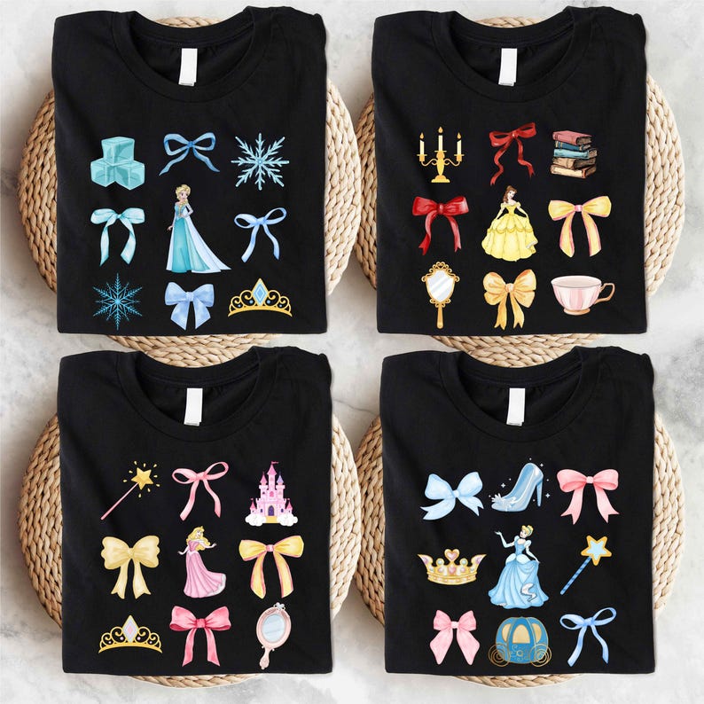 Disney Princess Coquette Shirt, Snow White Tee, Rapunzel Shirt, Aurora Tee, Belle Shirt, Elsa Anna T-Shirt, Ariel Sweater, Cinderella Shirt