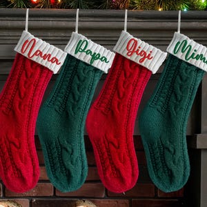 Custom Christmas Stocking: Embroidered Monogram Stockings, Family Matching Stocking, Christmas Knit Stocking, Christmas Stockings With Names