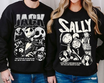 Disney Jack und Sally Pullover, Alptraum Halloween Paar Shirt, Alptraum vor Halloween Hoodie, Jack Skellington Tshirt