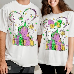Disney Castle Mardi Gras Shirt, Disneyland Festival T-Shirt, Minnie And Mickey Carnival Sweatshirt, Mardi Gras Shirt, Mardi Gras Party Tees