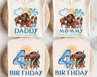 Maglietta per il compleanno della famiglia della principessa Moana, maglietta per il compleanno della principessa Disney, maglietta personalizzata per la festa di compleanno, maglietta coordinata per la famiglia della festeggiata