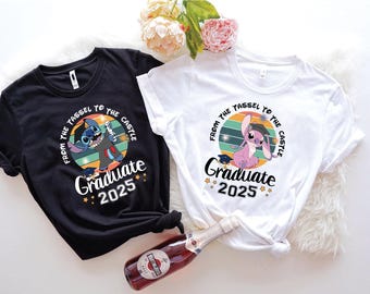 Stitch And Angel Graduation 2025 School Shirt, Tassel to the Castle Sweatshirt, 2025 School Graduation Shirt, Stitch Angel School Gift Shirt