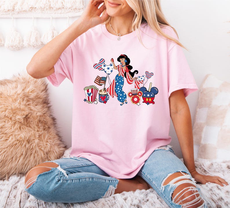 Disney 4th of July T-Shirt, Princess Independence Day Shirt, Disneyworld American Girl Shirt, 4th of July Women Shirt, Disney Princess Tee