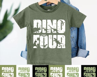 Dino vier Geburtstag T-Shirt, 4. Geburtstag Shirt, Dinosaurier Geburtstag Shirt, vierte Geburtstagsfeier T-Shirt, Kinder Geburtstag Party Shirt