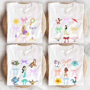 Disney Princess Coquette Shirt, Snow White Tee, Rapunzel Shirt, Aurora Tee, Belle Shirt, Elsa Anna T-Shirt, Ariel Sweater, Cinderella Shirt