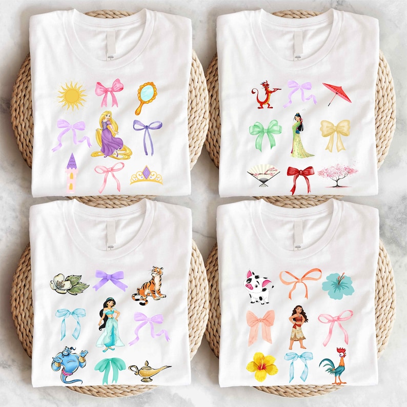 Disney Princess Coquette Shirt, Snow White Tee, Rapunzel Shirt, Aurora Tee, Belle Shirt, Elsa Anna T-Shirt, Ariel Sweater, Cinderella Shirt