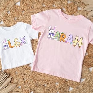 Easter Kids Shirt, Bunny Family Shirt, Easter Day Custom T-Shirt, Easter Family Name Gift Sweatshirt, Rabbit First Easter Toodler Shirt