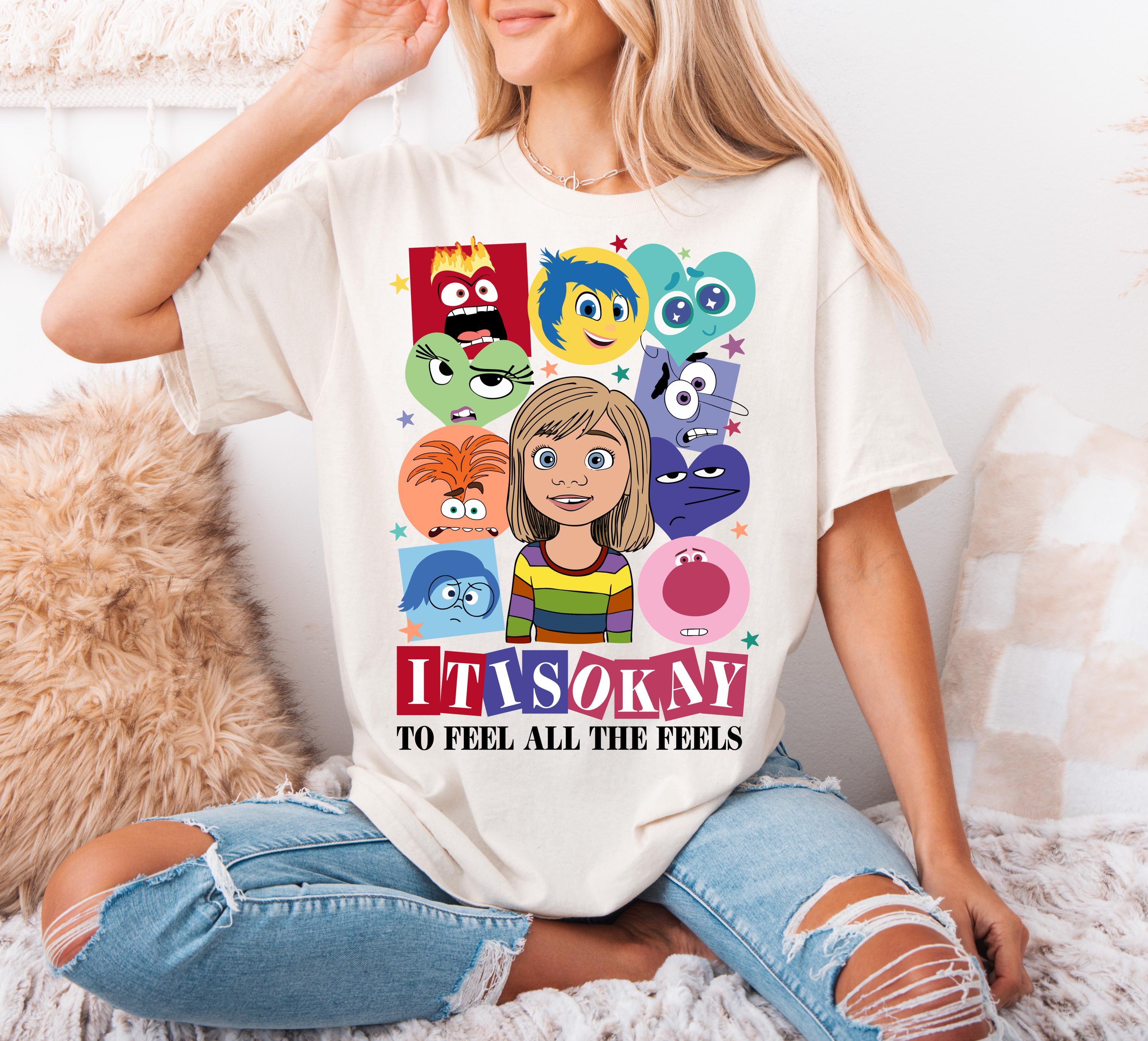 Riley Anderson It's Okay To Feel All The Feels Shirt, Pixar Inside Out Emotions T-Shirt, Mental Health Sweatshirts, Pixar Movies Tees