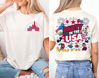 Mickey And Friends Party In The Usa Shirt, Disney 4th of July T-Shirt, Independence Day 2026 Sweater, Disneyland American Family Shirts
